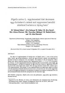 Nigella sativa L. supplemented diet decreases egg cholesterol content