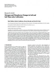 Nitrogen and Phosphorus Changes in Soil and Soil Water after