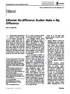 No-difference Studies Make a Big Difference - Clinical Orthopaedics ...
