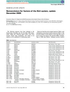 Nomenclature for factors of the HLA system ... - Semantic Scholar