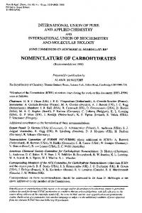 NOMENCLATURE OF CARBOHYDRATES - IUPAC