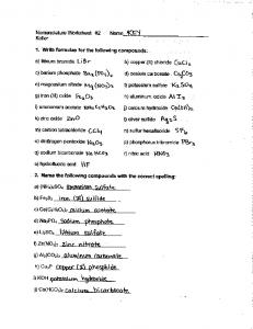 Nomenclature Worksheet #2 Name KEY