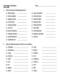 Nomenclature Worksheet