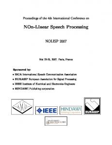 NOn-LInear Speech Processing - eurasip