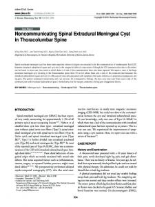 Noncommunicating Spinal Extradural Meningeal Cyst in ...