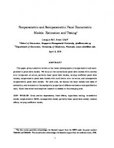 Nonparametric and Semiparametric Panel Econometric Models ...