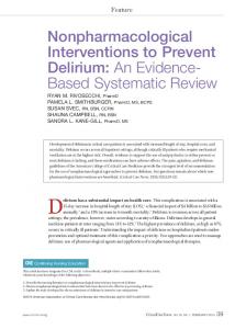 Nonpharmacological Interventions to Prevent Delirium: An ... - CiteSeerX