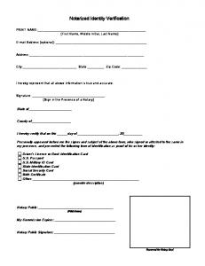 Notarized Identity Verification Form