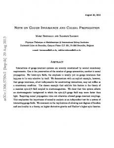 Note on Gauge Invariance and Causal Propagation