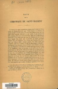 Note sur la chronique de Saint-Maixent