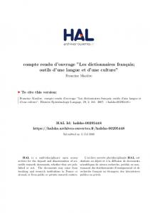 NOTES DE LECTURE - Hal-SHS