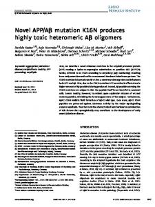 Novel APP/A mutation K16N produces highly ... - Wiley Online Library