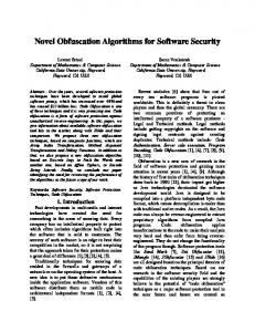 Novel Obfuscation Algorithms for Software Security