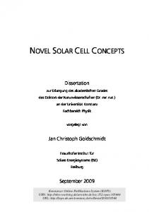 Novel Solar Cell Concepts