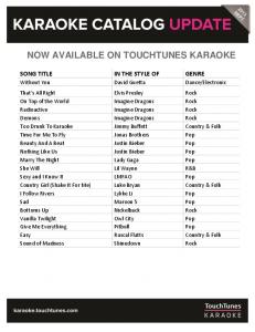 NOW AVAILABLE ON TOUCHTUNES KARAOKE