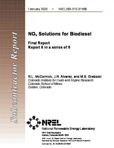 NOx Solutions for Biodiesel - NREL