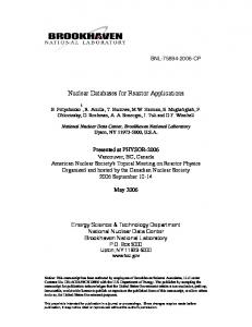 NUCLEAR DATABASES FOR REACTOR APPLICATIONS.