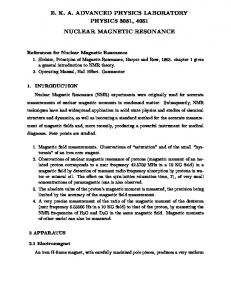 Nuclear Magnetic Resonance