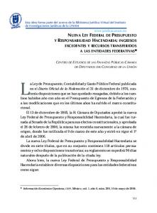 nueva ley federal de presupuesto y responsabilidad hacendaria