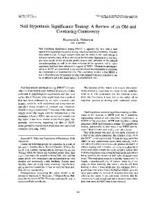 Null Hypothesis Significance Testing