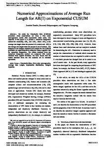 Numerical Approximations of Average Run Length for AR(1) - IAENG