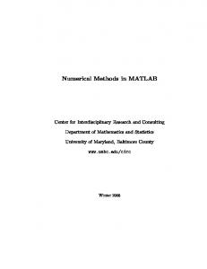 Numerical Methods in MATLAB - UMBC