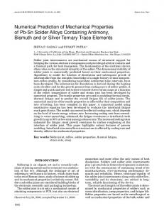 Numerical prediction of mechanical properties of Pb-Sn solder alloys ...