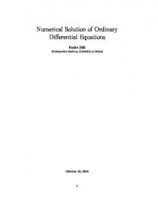 Numerical Solution of Ordinary Differential Equations