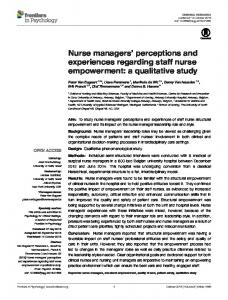 Nurse managers' perceptions and experiences