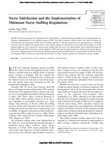 Nurse Satisfaction and the Implementation of Minimum Nurse Staffing ...