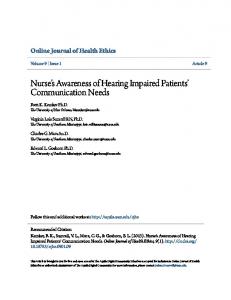 Nurse's Awareness of Hearing Impaired Patients' Communication Needs