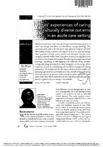 Nurses' experiences of caring for culturally diverse patients in an acute