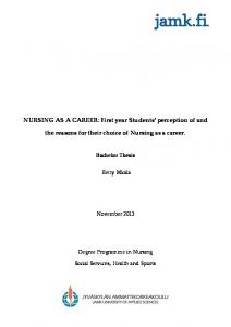 NURSING AS A CAREER: First year Students' perception ... - Theseus