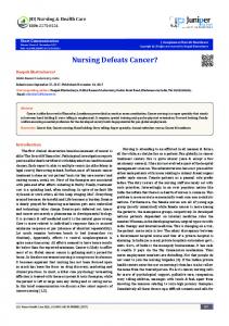 Nursing Defeats Cancer? - Juniper Publishers