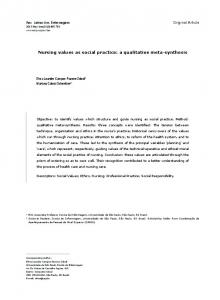 Nursing values as social practice: a qualitative meta-synthesis - SciELO