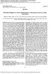 Nutrition Support in Acute Pancreatitis: A Systematic ...