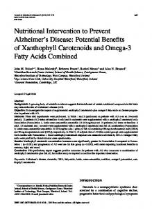 Nutritional Intervention to Prevent Alzheimer's Disease: Potential ...