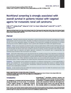 Nutritional screening is strongly associated with ... - Wiley Online Library