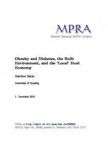 Obesity and Diabetes, the Built Environment, and the 'Local' Food ...