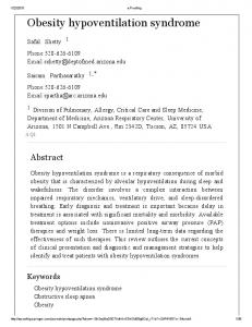 Obesity hypoventilation syndrome