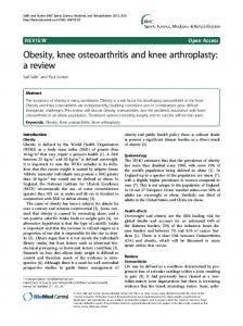 Obesity, knee osteoarthritis and knee arthroplasty: a review ...