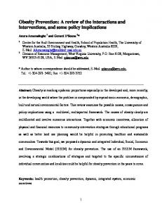 Obesity Prevention - Regional Research Institute - West Virginia