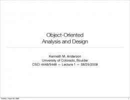 Object-Oriented Analysis and Design