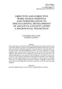 objective and subjective work characteristics and their relation to the