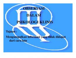 OBSERVASI DALAM PSIKOLOGI KLINIS