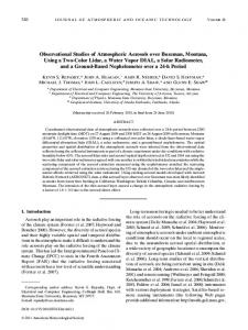 Observational Studies of Atmospheric Aerosols over Bozeman ...