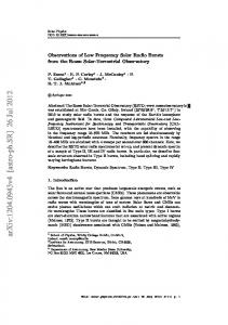 Observations of Low Frequency Solar Radio Bursts from the Rosse ...