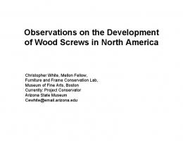 Observations on the Development of Wood Screws in North ... - CoOL