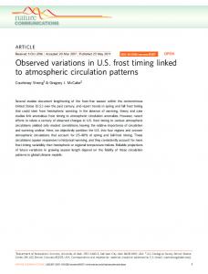 Observed variations in US frost timing linked to atmospheric circulation