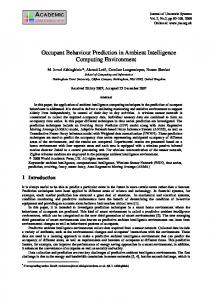 Occupant Behaviour Prediction in Ambient Intelligence ... - CiteSeerX